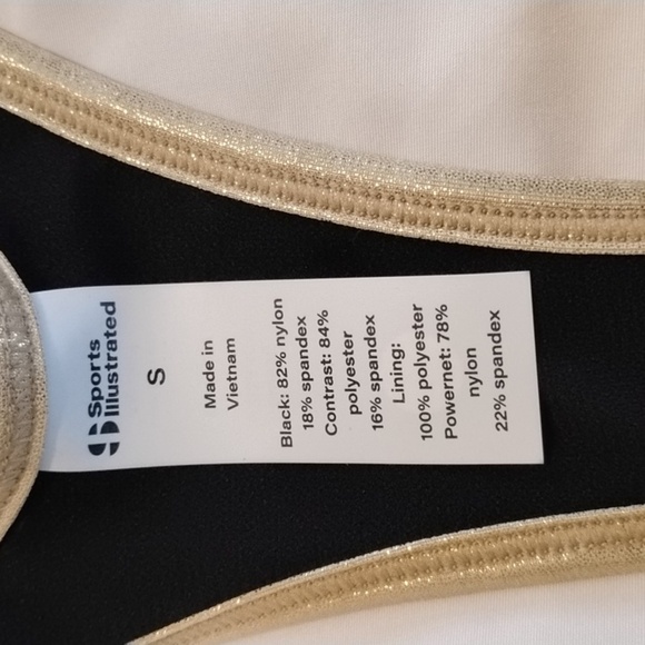 Sports Illustrated Women's Racerback Tank Black & Gold Bra, Size: S, NWT - Picture 2 of 11